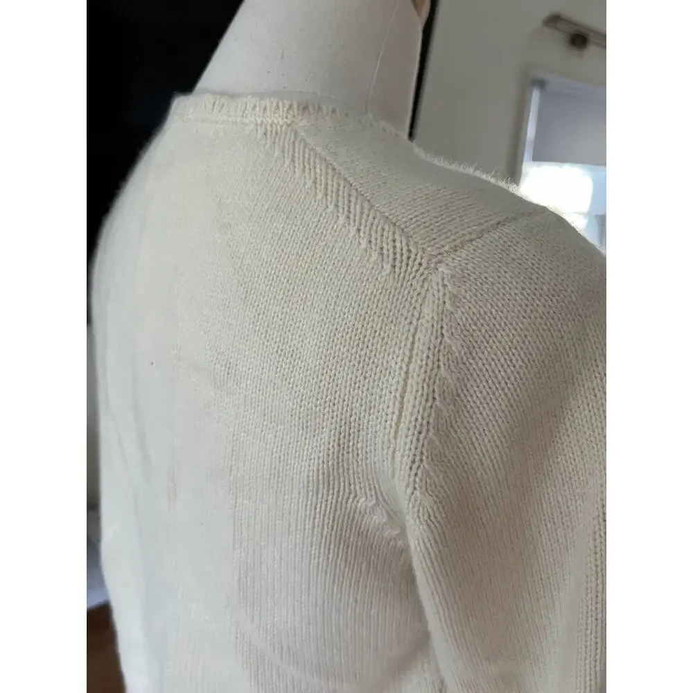 2006 Chanel Knit Cashmere Lace Cream Cardigan
